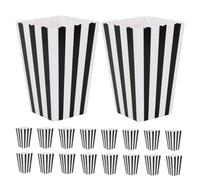 FUNOMOCYA 32 pièces Boîtes Popcorn Papier Rayées Noires Contenants Carton pour Fêtes Cinéma et Activités Extérieures Décoration Party Pratique et Portable