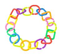 FUNOMOCYA 35 pièces Anneaux Géométriques Jouets de Chaîne à Relier pour Garçon Fille Développement Motricité Fine et Concentration Accessoire Puériculture pour Poussette et Lit