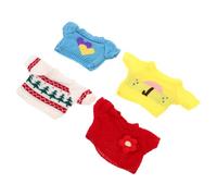 FUNOMOCYA 4 Pièces Bear Doll Clothes for Plush Toy Soft Cotton Sweaters with Christmas Tree Umbrella Flower and Heart Patterns Comfortable Stuffed Animal Shirts for Birthday DIY Accessories