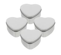 FUNOMOCYA 4 Pièces Boîte à Dragées Cœur Étain Argenté Boîte de Rangement Multifonction pour Bonbons Cadeaux de Mariage et Sucreries Coffret Solide et Sûr pour Organiser Petits Objets