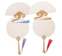 FUNOMOCYA 4 Pièces Éventails Papier Blanc DIY et Portables pour Peinture et Décoration Garçon Fille Éventails Miniatures Ronds et Forme Déventail Accessoires Franges