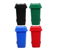 FUNOMOCYA 4 Pièces Mini Poubelle de Bureau avec Couvercles Ouvrants et Roues Porte Crayons pour Chambre Rangement Compact et Pots à Crayons Plastiques Colorés