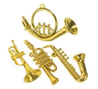FUNOMOCYA 4 Pièces Miniature Instruments de Musique Plastique Ornements Décoratifs pour Maison et Accessoires de Poupée Modèles Mini Saxophone et Cuivres Cadeau et Collection