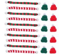 FUNOMOCYA 48 Pièces Mini Christmas Knit Hats and Scarves Set Soft Yarn Tiny Santa Caps and Mini Snowman Scarves for DIY Wine Bottle Covers Tree Ornaments