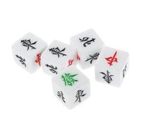 FUNOMOCYA 5 pièces Dés Mahjong Acryliques Cubiques Accessoires Jeu de Société Direction Vent pour Réunions Familiales et Fêtes