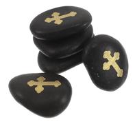 FUNOMOCYA 5 Pièces Lot de 5 Galets Naturels 4-6 CM Croix Gravée, Pierres Commémoratives Polies pour Prière et Contemplation, Cailloux de Foi Portables, Accessoires Spirituels de Décoration