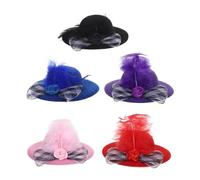 FUNOMOCYA 5 Pièces Miniature Top Hats for Dolls Small Ornament Caps with Flower Net Mini Dollhouse Hair Accessories for Tea Party and Dress Up