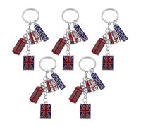 FUNOMOCYA 5 Pièces Porte-clés Thème Britannique en Alliage de Zinc Léger et Fonctionnel avec Cabine Téléphonique, Accessoire pour Clés de Voiture ou Paquet à Main