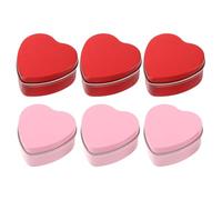 FUNOMOCYA 6 Pièces Lot de Boîtes Étain Forme de Cœur avec Couvercles Boîtes à Bonbons et Bougies Miniatures pour Décoration et Rangement pour Cadeaux de Mariage et Saint-valentin
