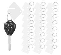 FUNOMOCYA 60 Pièces Étiquettes Clés Acryliques Vierges avec Anneaux Fendus Identification pour Clés Bagages Casiers et pour Bureaux et Hôtels