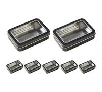 FUNOMOCYA 7 Pièces Coffret en Tôle pour Cartes de Poker et Dés Noir Compact avec Couvercle Fenêtre Transparent et Compartiments Dédiés pour Soirée Jeux et Fêtes