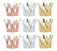 FUNOMOCYA 9 Pièces Décorations Mini Couronnes Gâteau Réutilisables Or Rose Doré Scintillantes pour Anniversaire Fille Mariage Cupcake Topper Princesse