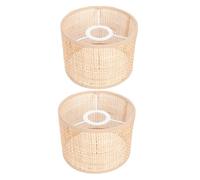FUNOMOCYA Abat-jour Rustique Tissé en Rotin 2pcs 16x12cm, Diffuseur de Lumière Douce pour Lampes E14/e27, pour Cafés et Salons
