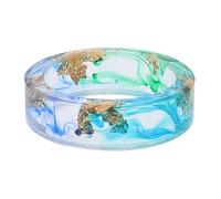 FUNOMOCYA Bague Créative en Résine et Feuille D'or, Bleu, 1 Pièce | Accessoire Artisanal Fashion, Décoration Quotidienne et Selfie, Finition Gold Foil, Style