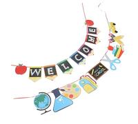 FUNOMOCYA Bannière Welcome Décorative pour Fête Affichage pour Rentrée Scolaire Accessoires pour Salle de Classe Mur Fenêtre Porte Décoration Accueil Événement Familial