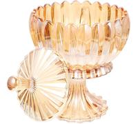 FUNOMOCYA Bocal Décoratif en Verre Gaufré Ambré Haut avec Couvercle, Pot de Rangement pour Bijoux et Bonbons, Récipient de Stockage Maison, Accessoire Déco Intérieur, Boîte Verre Pratique