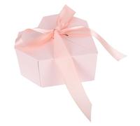 FUNOMOCYA Boîte d'Emballage Présent de Cœur Couvercle Rabattable Papier Nacré et Carton Épais Couleur Rose Clair 1 Pièce Étui Décoratif Portable pour Saint-Valentin Mariage et
