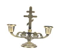 FUNOMOCYA Bougeoir Métal Vintage Double Tête Style Européen Porte-Bougies Pilier Décoratif pour Maison Mariage et Dîner Ambiance Chaleureuse