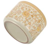 FUNOMOCYA Cendrier en Céramique Jaune, Rond, avec Couvercle, 11,2cm, Bureau | Finition Émaillée Lisse, Ouverture du Couvercle D’une Main, Garde les Cendres et Débris à L’intérieur