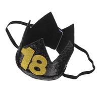 FUNOMOCYA Chapeau Couronne d'anniversaire Noir et Or, Taille 18 Ans, 1 Pièce, Accessoire de Fête Épais et Confortable pour Décoration Anniversaire Adulte et Garçon et Filles