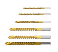 FUNOMOCYA Coffret 6 Forets à Torsion en Acier Rapide pour Travail du Métal et Bois, Haute Efficacité et Résistance à L'usure, Outil de Menuisier Polyvalent Argenté
