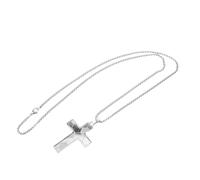 FUNOMOCYA Collier Croix Football en Acier Inoxydable Argenté, Style Sportif Moderne, Chaîne Sécurisée et Confortable, pour Première Communion ou Baptême