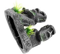 FUNOMOCYA Décoration Aquarium Moaï en Résine Résistante, Ornement Petit Aquarium d'eau Douce, Statuette Taille Moyenne pour Habitat Poissons Et Tortues Aquatiques