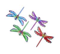 FUNOMOCYA Décoration Murale en Fer Coloré 4 Pièces de Libellules Artistiques pour Jardin, Facile à Monter Trous Pré-percés, pour Cour ou Près des Fenêtres