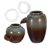 FUNOMOCYA D'Intérieur 2 Pièces Fontaine Cascade pour Aquarium - Pot en Céramique avec Système De Circulation Naturelle pour Étang De Lotus Jardin Terrasse
