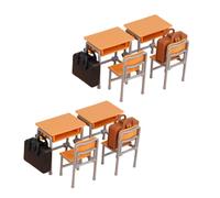 FUNOMOCYA Dollhouse Furniture Set for Classroom Desks Chairs Backpacks Detailed Miniature School Chair Models for Dollhouse Study Room Accessories