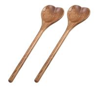 FUNOMOCYA Ensemble 2 Cuillères Bois Forme Cœur Cuisine Multi-fonctions Mélange Miel et Dessert Usage Domestique