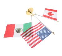 FUNOMOCYA Ensemble de Drapeaux de Bureau Usa Mexique Canada avec Socle Métal Mât Compact 3 Pièces Décoration Réunion et Événement Sportif Support de Drapeau National de Table
