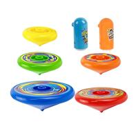 FUNOMOCYA Ensemble de Toupies Multicolores pour Garçon et Filles 2 Lanceurs et 5 Toupies Empilables, Gyroscopique Éducatif Améliorant la Coordination Œil-Main, Arène de Couleur Aléatoire