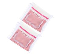 FUNOMOCYA Ensemble Literie pour Maison de Poupée 2 Pièces avec Drap Housse, Oreiller et Couette Pliable Rose, Accessoires Miniatures pour Chambre de Poupée, Fournitures Décoratives