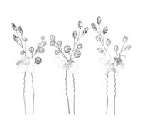 FUNOMOCYA Épingles à cheveux pour la mariée, Accessoires pour cheveux de mariée, design en U, lot de 3 argenté en perles artificielles, instantanément crée une coiffure pour mariages et