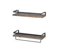 FUNOMOCYA Étagère de Rangement Murale, Support Mural en Fer et Bois Marron, Facile à Installer Retirer, pour Petites Créations et Jardinière Tube, Chambre et Salon