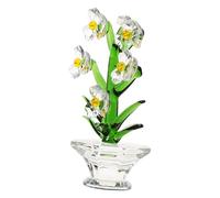 FUNOMOCYA Figurine De Fleur en Cristal Blanche Décorative pour Bureau Ornement De Fleur Créatif en Verre Décoration Élégante pour Salon Présent pour Amis Et Amoureux pour Mariage Et Événements