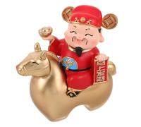 FUNOMOCYA Figurine Feng Shui CAI Shen à Cheval en Résine Dorée, Statue Décorative Chinoise Petite Taille pour Bureau et Maison, Décoration Nouvel an Chinois 2026, Symbole de Prospérité