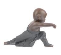 FUNOMOCYA Figurine Moine Bouddhiste Céramique Premium Décor Kung Fu pour Salon et Salle de Thé Ornement Compact Jeune Moine Cadeau Culture du Thé