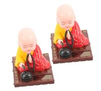 FUNOMOCYA Figurine Solaire à Tête Branlante 2Pcs Statue de pour Décoration de Voiture Résistante aux Chocs Décoration de Tableau de Bord Amis pour Voiture Bureau