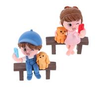 FUNOMOCYA Figurines Miniatures en PVC de Couple Assis Décoratives pour Micro-Paysage de Bureau, Design Compact Romantique Accessoires DIY Saint-Valentin