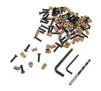 FUNOMOCYA Insert Fileté Bois Métal pour Meubles Kit de Fixation avec Écrous à Visser Clés et Foret Maintien Sécurisé et Installation Invisible