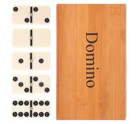 FUNOMOCYA Jeu de Dominos Interactif en Bois Boîte en Bambou, 1 Jeu Familial Classique pour Maison et Loisirs, Éducatif pour Garçon et Filles, Divertissement Intérieur et Extérieur, Coffret