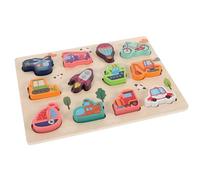 FUNOMOCYA Jeu de Puzzle en Bois Éducatif pour Tout-Petits de 1 à 2 Ans Formes à Encastrer Véhicule Transport Montessori en Bois Naturel Stimulation Mémoire Couleurs et Formes