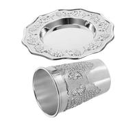 FUNOMOCYA Kiddush Cup Set with Saucer Elegant Wine Glass for Shabbat and Passover Desktop Holy Cup for Judaica Celebrations