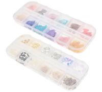 FUNOMOCYA Kit de Bijoux et Boîte de Rangement pour Ongles en Coquille Naturelle 2 Sets Brillants Accessoires pour Nail Art pour Décorer et Sortir