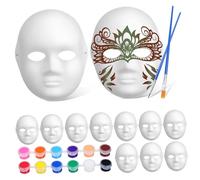 FUNOMOCYA Kit Masques à Peindre DIY Masques Papier à Décorer avec Couleurs de Peinture et Pinceaux pour Garçon Fille et Fête Cosplay