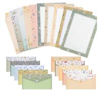 FUNOMOCYA Kit Papeterie A5 60 Feuilles Papier à Lettres Motifs Floraux Variés 30 Enveloppes Assorties, Ensemble Créatif 10 Pièces Correspondance, Invitations et Messages Personnalisés