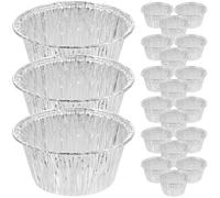 FUNOMOCYA Lot de 100 Moules à Muffins en Aluminium Argenté, Ronds, 110ml, Performants Cuisson Uniforme, Adaptés pour Cuisson et Congélation