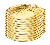 FUNOMOCYA Lot de 12 Assiettes en Plastique Doré pour Dessert et Collation, Surface Polie Résistante à L'usure, Plateau de Service Unique Style Occidental pour Présents de Pendaison